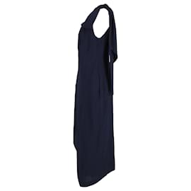 Roland Mouret-Roland Mouret Midi Dress in Navy Blue Polyester-Blue,Navy blue