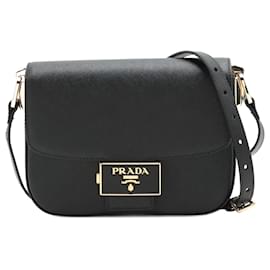 Prada-Black Saffiano Lux leather shoulder bag-Black
