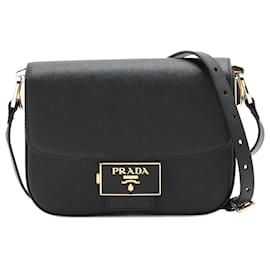 Prada-Borsa a tracolla in pelle Saffiano Lux nera-Nero