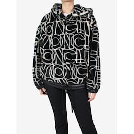 Moncler-Black printed faux-fur hoodie - size S-Black
