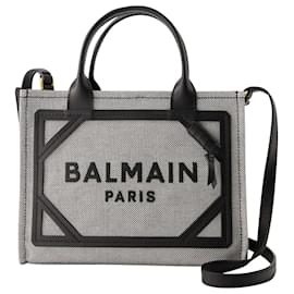 Balmain-B-Army Small Shopper Bag - Balmain - Canvas - Black-Black