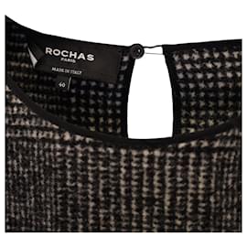 Rochas-Blouse courte à carreaux Rochas en laine noire et blanche-Autre