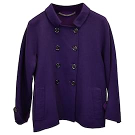 Burberry-Burberry Double-Breasted Jacket in Purple Wool-Purple
