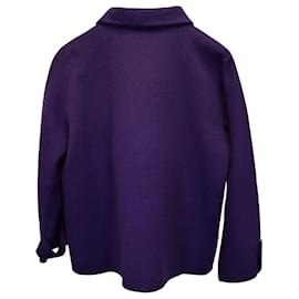 Burberry-Giacca Burberry con petto foderato in lana viola-Porpora