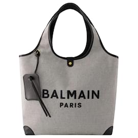 Balmain-B-Army Grocery Shopper Bag - Balmain - Canvas - Black-Black