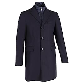 Ermenegildo Zegna-Ermenegildo Zegna Overcoat in Navy Blue Recycled Wool-Blue,Navy blue