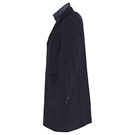 Ermenegildo Zegna-Ermenegildo Zegna Overcoat in Navy Blue Recycled Wool-Blue,Navy blue