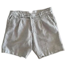 bermuda 100% lino grezzo screziato Adolfo Dominguez T. 46 Beige Grigio Bianco sporco