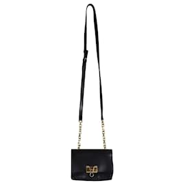 Off White-Off-White Soft Small Binder Clip Crossbody Bag in Black Leather-Black