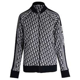 Dior-Dior Logo Oblique Bomber Jacket in Black and White Viscose-Black