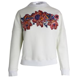 Louis Vuitton-Louis Vuitton-Sweatshirt mit Rundhalsausschnitt und Blumendruck aus cremefarbener Baumwolle-Weiß