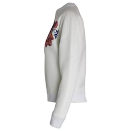 Louis Vuitton-Louis Vuitton-Sweatshirt mit Rundhalsausschnitt und Blumendruck aus cremefarbener Baumwolle-Weiß