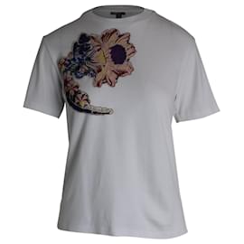 Louis Vuitton-Louis Vuitton Flower Embroidered T-Shirt in White Cotton-White