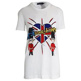 Dolce & Gabbana-Dolce & Gabbana „DG Loves London“-Print-T-Shirt aus weißer Baumwolle-Weiß