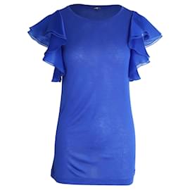 Gucci-Gucci Flounced Sleeve Top in Blue Viscose-Blue