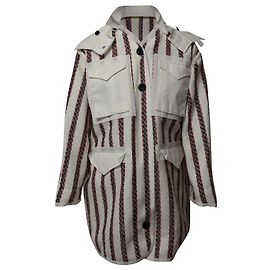 Sacai Luck Oversized Pockets Buttondown Tweed Jacket in Off-white Acrylic White