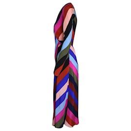 Diane Von Furstenberg-Diane Von Furstenberg Striped Wrap Dress in Multicolor Silk-Multiple colors