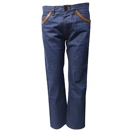 Vaqueros de pernera recta con ribete de cuero Prada Denim en algodón azul Azul