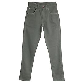 Brunello Cucinelli Jean droit taille mi-haute en denim en coton vert Vert