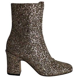 Botins Dior D-Circus Glitter em couro dourado Dourado Metálico