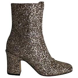 Dior-Dior D-Circus Glitter Ankle Boots in Gold Leather-Golden