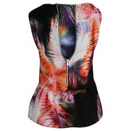 Sandro-Sandro Electric Palm Print Peplum Top in Multicolor Polyester-Other,Python print