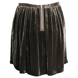 Sandro-Sandro Paris Velvet Skirt with Bow in Green Viscose-Green