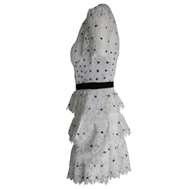 Self portrait-Self-Portrait Tiered Polka Dot Floral Lace Mini Dress in White Polyester-White
