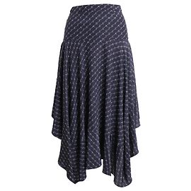 Stella Mc Cartney Stella McCartney Asymmetrischer Midirock mit Logo-Print aus marineblauer Seide Marineblau