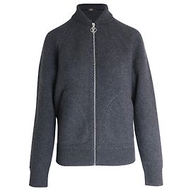 Blouson Bomber Zippé Louis Vuitton Forever Front en Cachemire de Coton Gris Gris