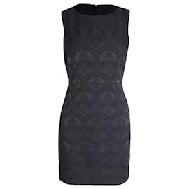 Dolce & Gabbana-Dolce and Gabbana Lace Pattern Jacquard Mini Sheath Dress in Black Acetate -Black