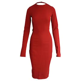 Rick Owens-Rick Owens Back Cut-Out Midi Dress in Red Cotton-Red