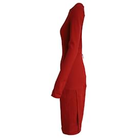 Rick Owens-Vestido midi con abertura en la espalda de Rick Owens en algodón rojo-Roja