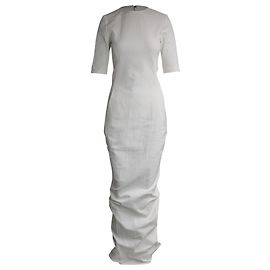 Abito maxi a maniche corte Rick Owens in cotone bianco Bianco