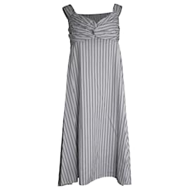 A.L.C-a.l.C. Arsenio Off The Shoulder Striped Poplin Midi Dress in White Cotton-Other