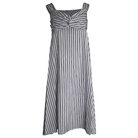 A.l.C. Robe midi en popeline rayée à épaules dénudées Arsenio en coton blanc Autre