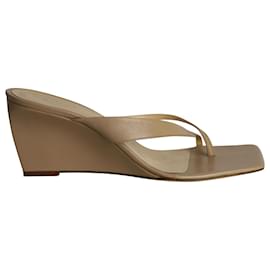 By Far-By Far Theresa Wedge Sandals in Nude Leather-Flesh