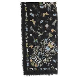 Bufanda con estampado de calaveras de seda negra de Alexander McQueen Otro Impresión de pitón