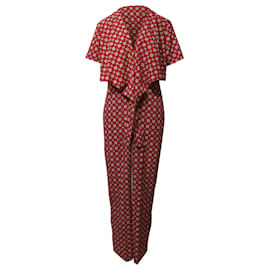 Sandro-Sandro Paris Printed Flowy Jumpsuit in Red Polyester-Red