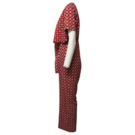 Sandro-Fließender Jumpsuit mit Print von Sandro Paris aus rotem Polyester-Rot