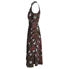 Diane Von Furstenberg-Diane Von Furstenberg Printed Halter Midi Dress in Multicolor Silk-Other,Python print