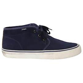 Ralph Lauren-Polo Ralph Lauren Lace-Up Sneakers in Blue Suede-Blue