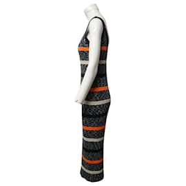 Missoni-Knielanges, gestreiftes Strickkleid von Missoni aus mehrfarbiger Baumwolle-Mehrfarben