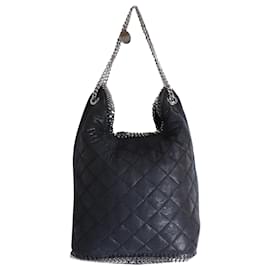 Stella Mc Cartney-Stella McCartney Quilted Falabella Shaggy Deer Tote in Black Faux Leather-Black