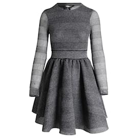 Maje-Maje Royale Striped Knitted Dress In Grey Polyester-Grey