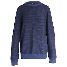 Louis Vuitton-Louis Vuitton Striped Crewneck Sweater in Navy Cotton-Navy blue