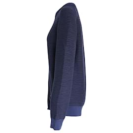 Louis Vuitton-Gestreifter Rundhalspullover von Louis Vuitton aus marineblauer Baumwolle-Marineblau