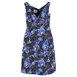 Prada-Prada Off-the-Shoulder Floral Dress in Blue Viscose-Blue