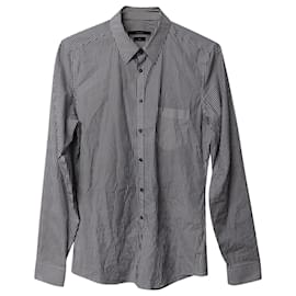 Gucci-Camicia slim fit Gucci con bottoni a righe sul davanti in cotone bianco e nero-Altro