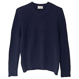 Acne Studios gestrickter Langarmpullover aus marineblauer Baumwolle Marineblau
